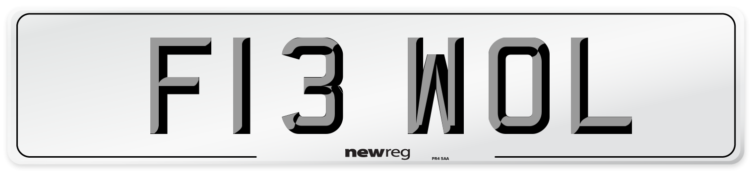 F13 WOL Number Plate from New Reg